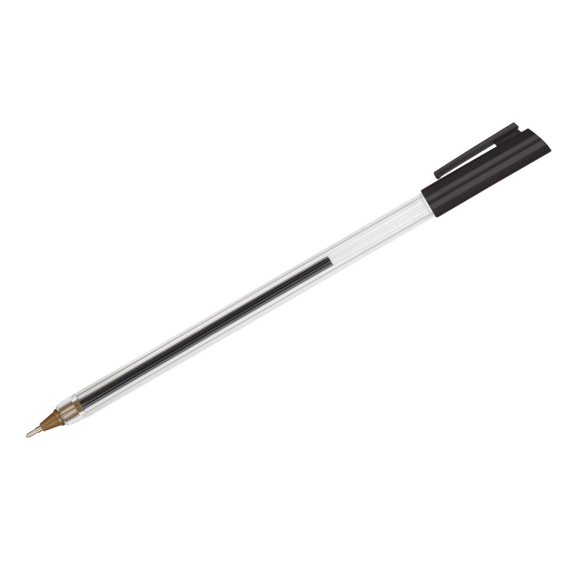 Ручка шар. Стамм "РШ 800" черная, 0,7мм, прозрачный корпус, страна происх. РФ