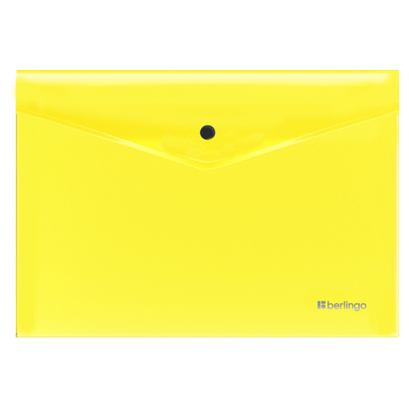 Конверт на кнопке Berlingo А4, 200мкм, прозрачная желтый неон, страна происх. Китай