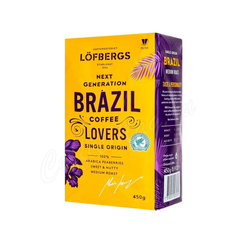 Кофе молотый LOFBERGS BRAZIL Single Origin, 100% арабика, 450гр., натуральный молотый, Швеция