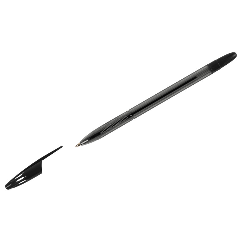Ручка шар. СТАММ "555" черная, 0,7мм, тонированный корпус, страна происх. РФ