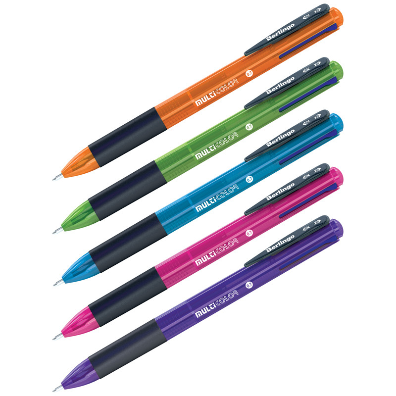 Ручка шарик. автомат. Berlingo "Multicolor" 4цв., 0,7мм, ассорти, страна происх. Китай