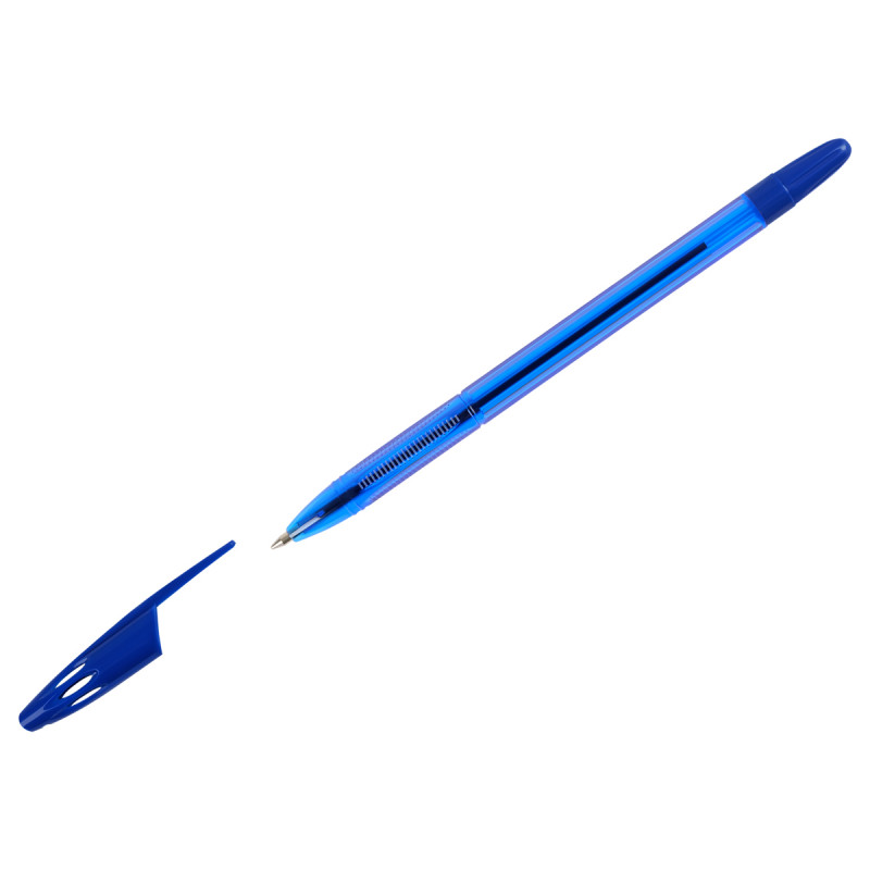 Ручка шар. СТАММ "555" синяя, 0,7мм, тонированный корпус, страна происх. РФ
