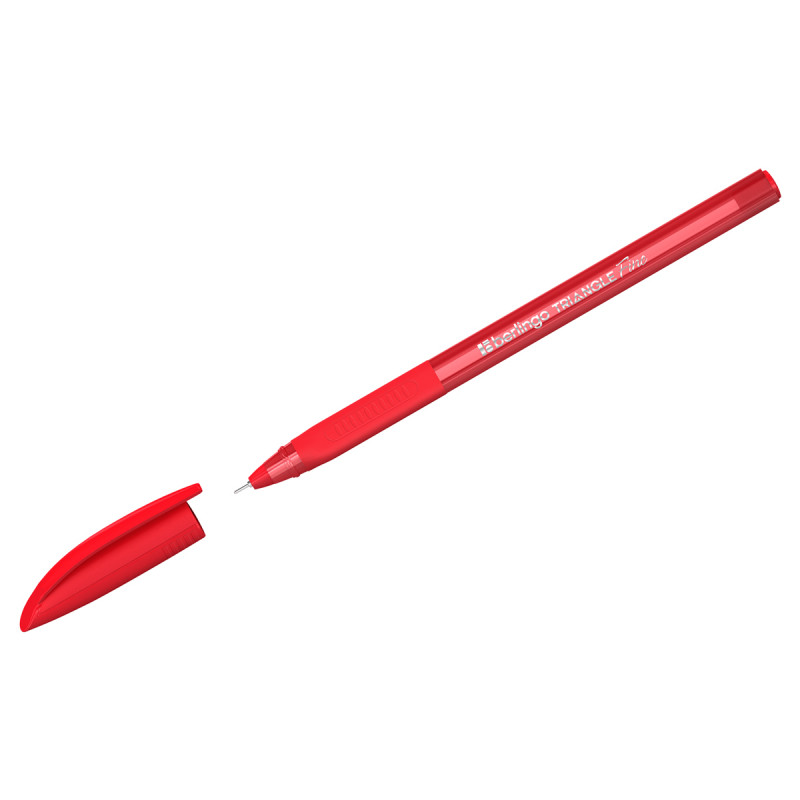 Ручка шар. Berlingo "Triangle Fine" красная,  0,3мм, трехгран., грип, страна происх. Индия