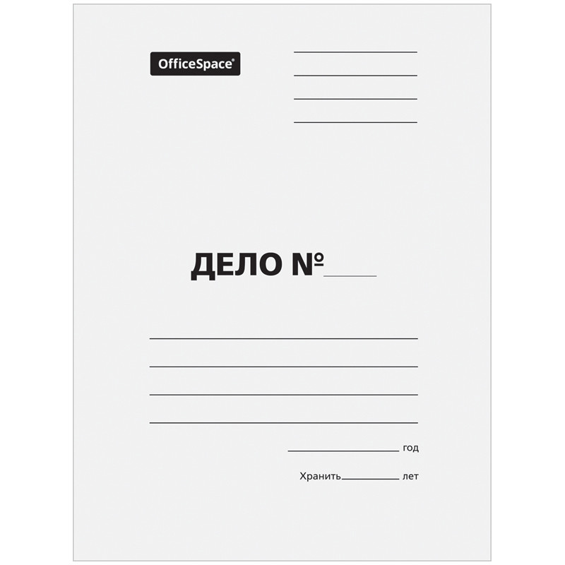 Обложка OfficeSpace "Дело", картон немелованный, 440 г/м, белый, до 200л., страна происх. РФ