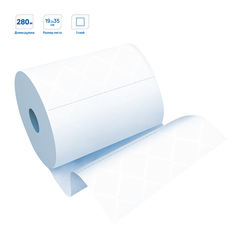 Полотенца бумажные в рулонах OfficeClean (М1), 1-слойные, 280 м/рулон, белые, страна происх. РФ