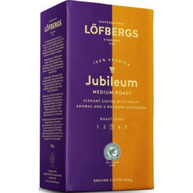 Кофе молотый LOFBERGS JUBILEUM, 100% арабика, 500гр., натуральный молотый, Швеция