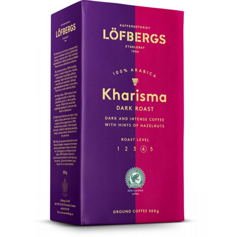 Кофе молотый LOFBERGS KHARISMA, 100% арабика, 500гр., натуральный молотый, Швеция