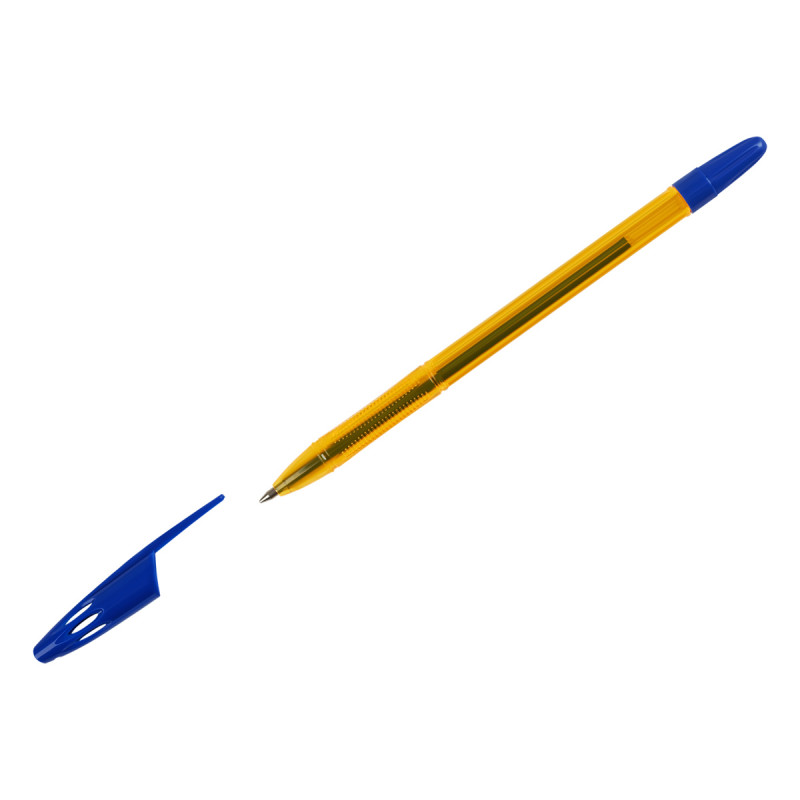 Ручка шар. СТАММ "555" синяя, 0,7мм, оранжевый корпус, страна происх. РФ