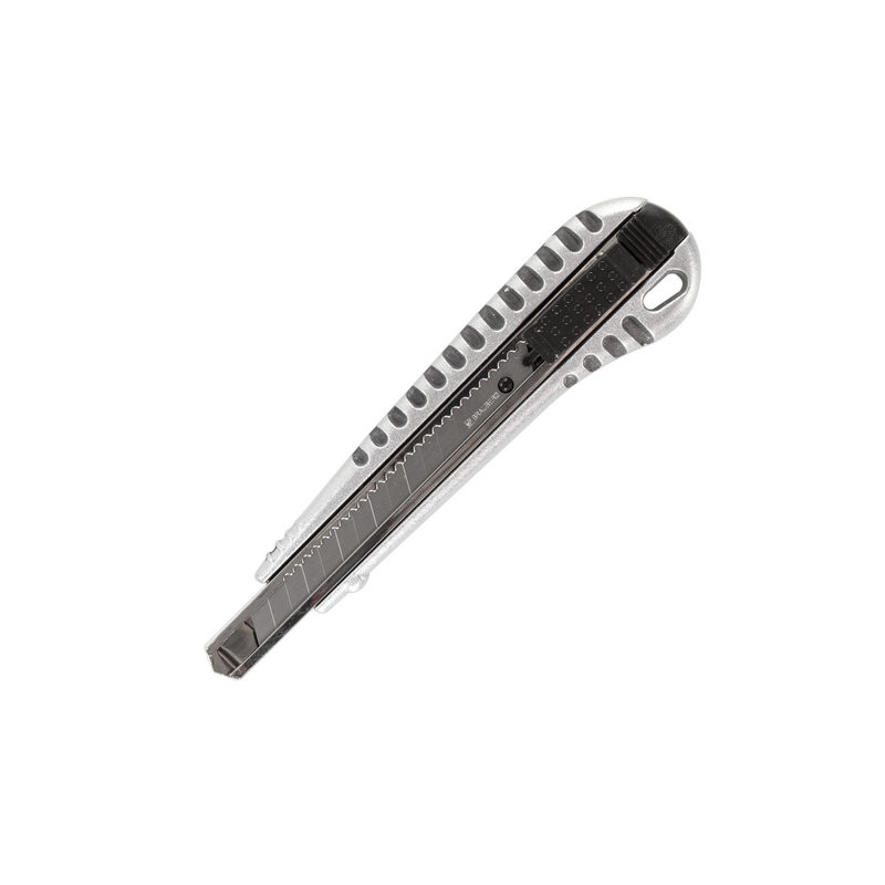 Нож канцелярский 9мм Brauberg "Metallic", auto-lock, металлический корпус, европод., страна происх.