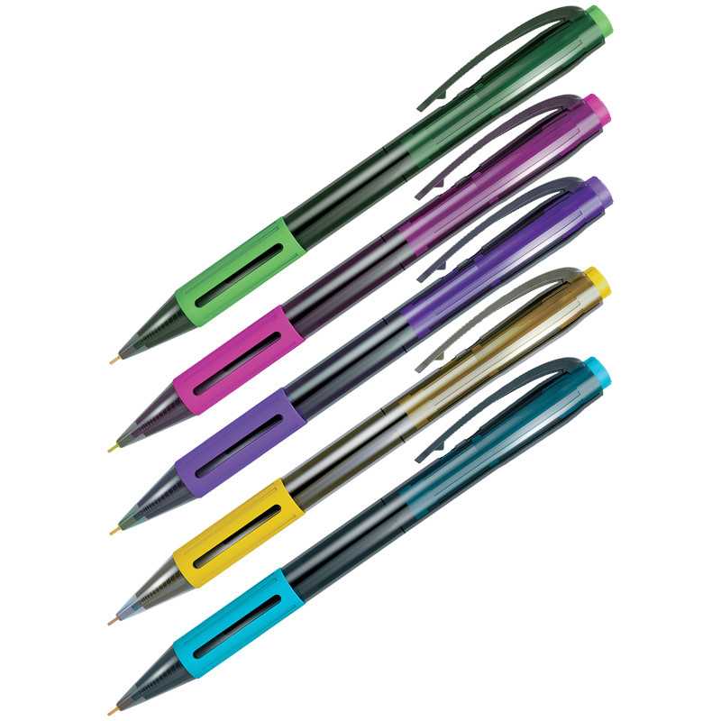 Ручка шарик. автомат. Berlingo "SI-400 Color" синяя, 0,7мм, грип, корпус ассорти, страна происх. Ин