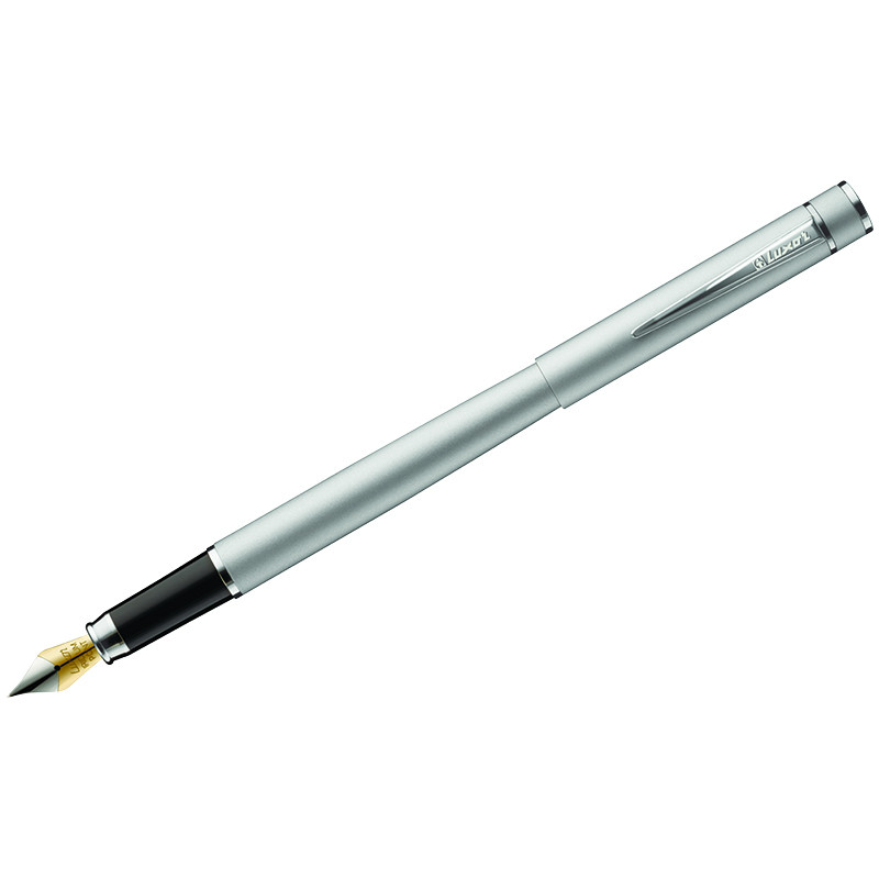 Ручка перьевая Luxor "Sleek" синяя, 0,8мм, корпус серый металлик, страна происх. Индия