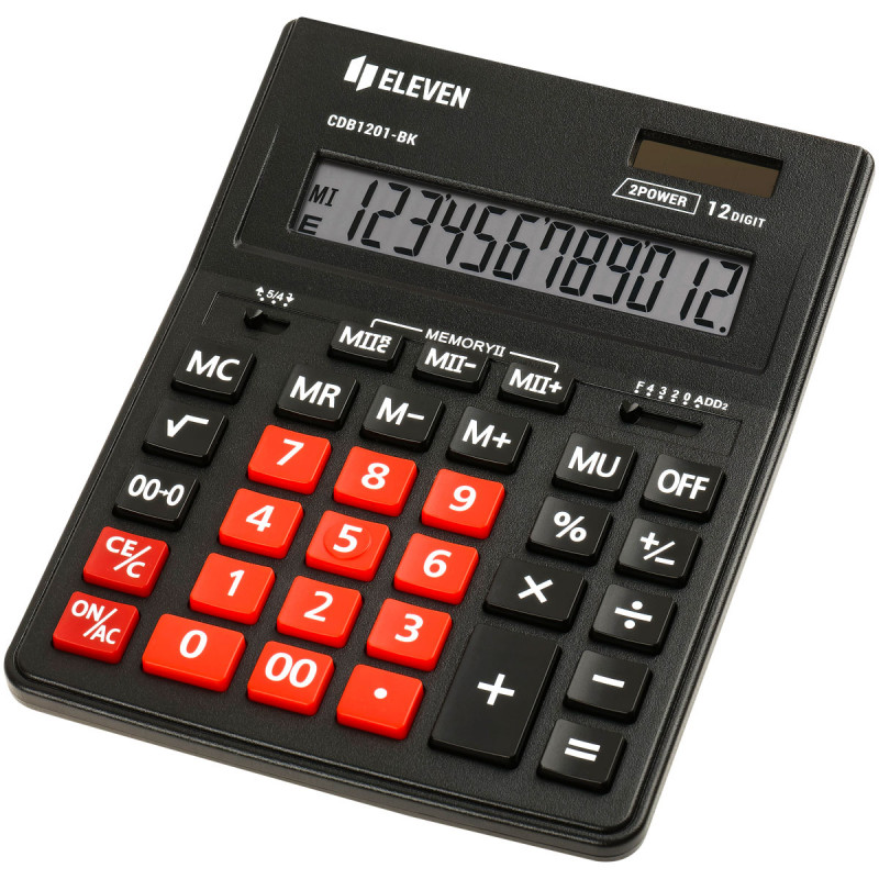 Калькулятор наст. 12р. Eleven CDB1201-BK, черный/красный 155*205*35мм, страна происх. Китай