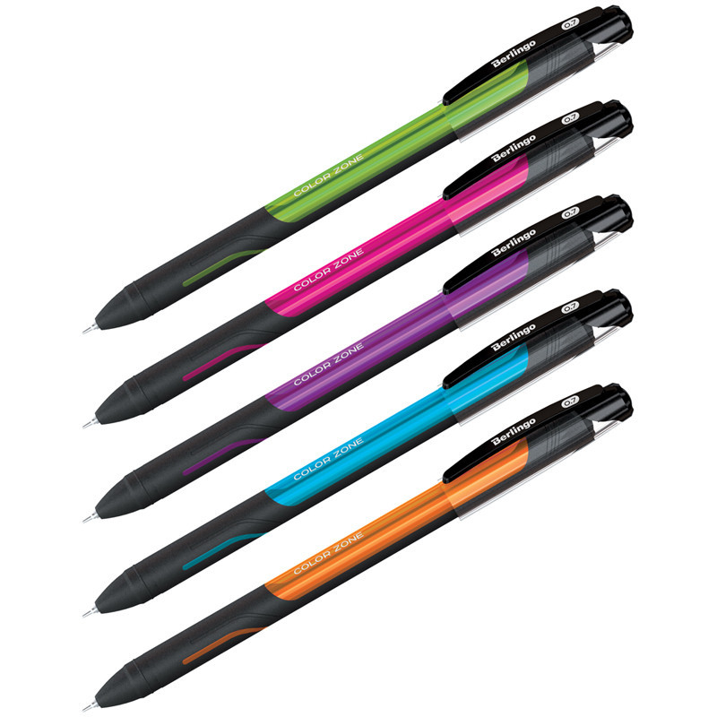 Ручка шар. Berlingo "Color Zone stick" 0,7мм, синяя, прорезин. корпус, ассорти, страна происх. Инди