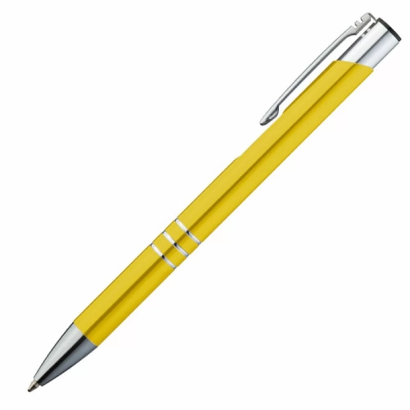 Ручка шарик. автомат. "Ascot" 0,7мм, метал., желтый/серебристый, стерж. синий, Китай