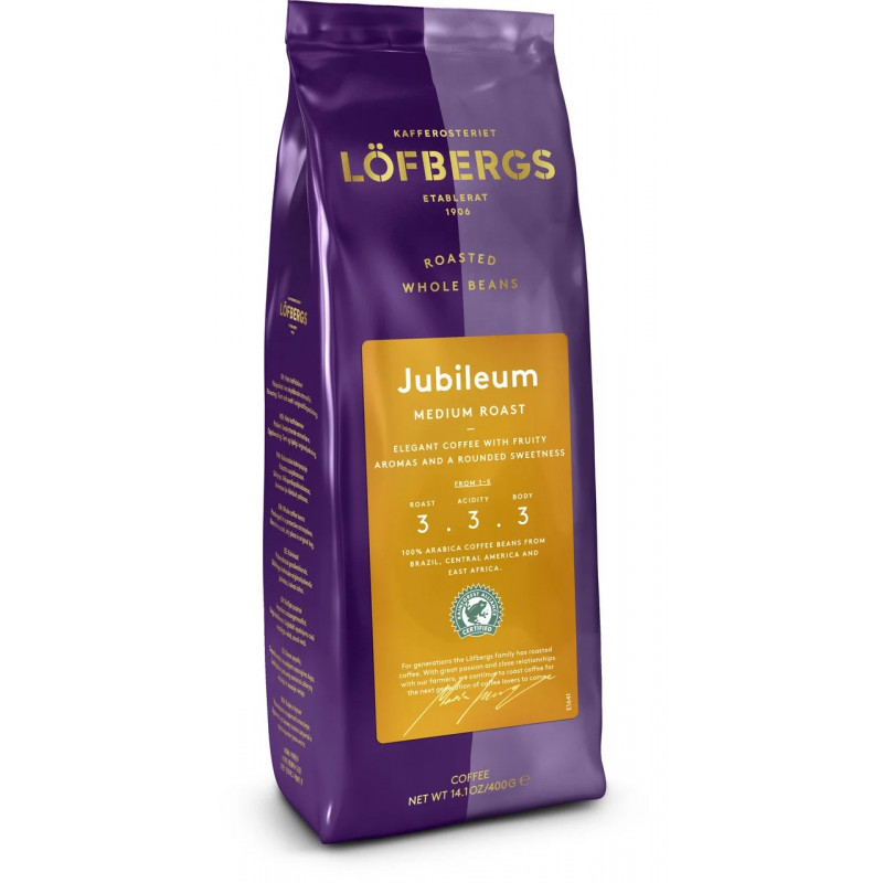 Кофе в зернах LOFBERGS JUBILEUM, 100% арабика, 400гр., натуральный жареный, Швеция